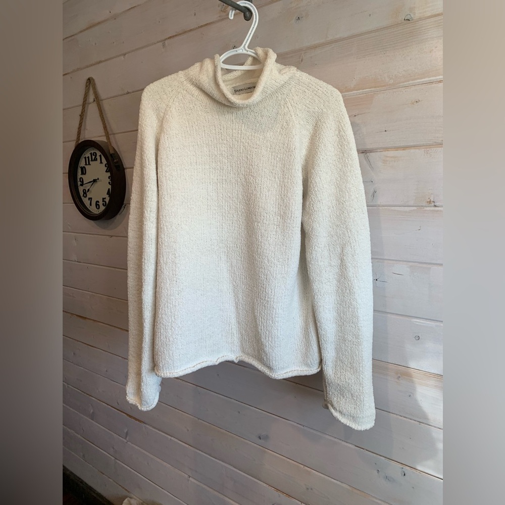Studio London | Vintage White Fleece Mock Neck Sweater